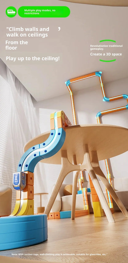 Electric Magnetic Track Train For Kids Montessori Toy Diy Magnetic Construction Tracks Non-Remote Control Model Car Learning Set