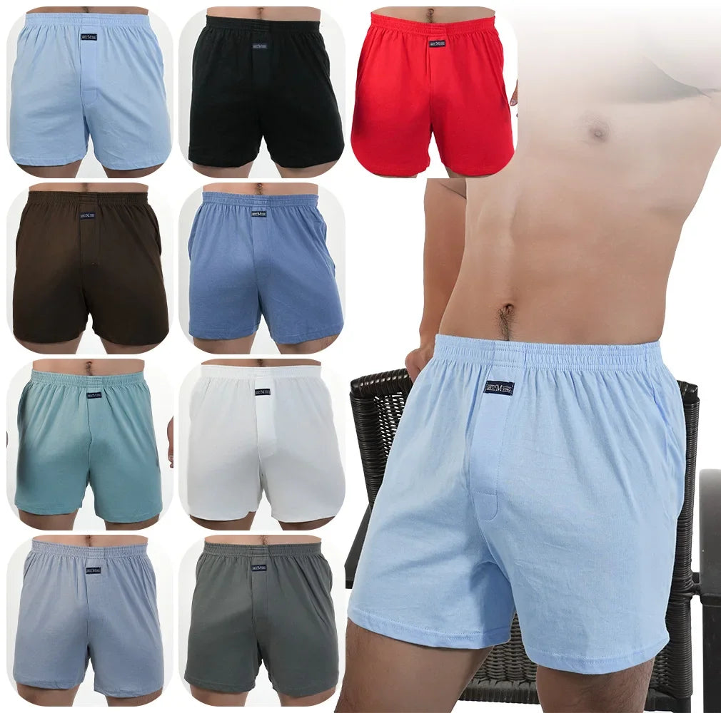Mens Pure Cotton Boxer Shorts Man High Waist Big Underwear Casual Solid Underpants Plus Size Alo Pants Pajama Boxers M-3XL 2025