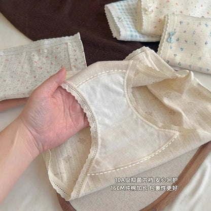 Fresh and Simple Style Class A Cotton 100A Antibacterial Extended Crotch Seamless Women's Triangle Underwear