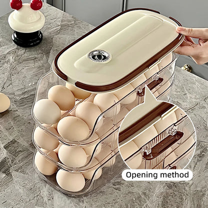 Egg Storage Box - Automatic Rolling Egg Holder Rack for Refrigerator