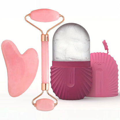 1/2/3pcs Ice Face Roller Facial Ice Roller Set,Facial Massage Roller Tool,Silicone Ice Face Roller,Gua Sha Board Skincare Tool