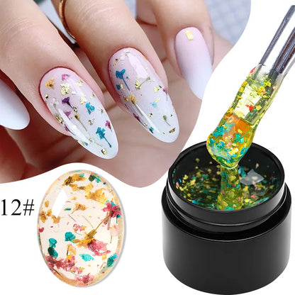 Pink Dried Flower Gel Nail Polish - Natural Flower Fairy Art Soak Off UVLED Varnish