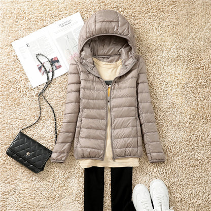 Women Puffer Jacket - Plus Size Jackets, Lightweight Down Coat With Zipper Closure