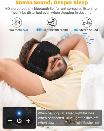 Bluetooth 3D Eye Mask Sleep Eyes Mask Light Blocking Nap Airplane Travel Wireless Sleep Mask Earphones Adjustable Washable Gift