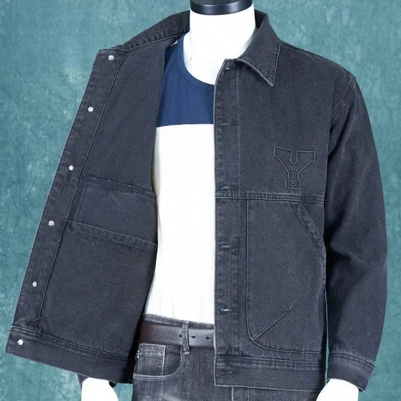 Autumn and Winter 2026 Retro Denim Jacket Men's Korean Slim Trend Handsome Multi-pocket Brand Man Luxury Tooling Jacket Men