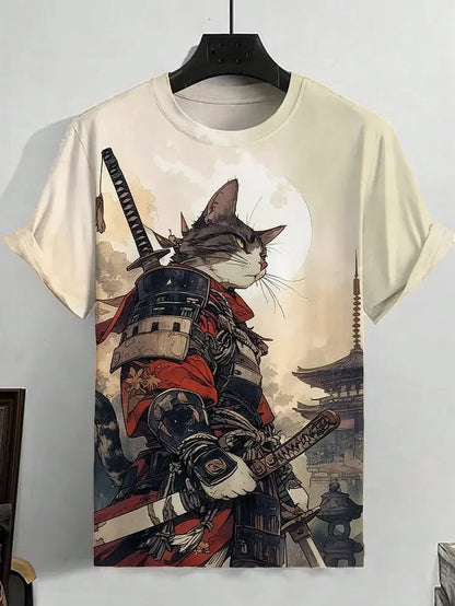 Japanese Art Style Summer 3D Printed Large-sized Men's T-shirt Is Loose and Comfortable Suitable for Daily Wear
