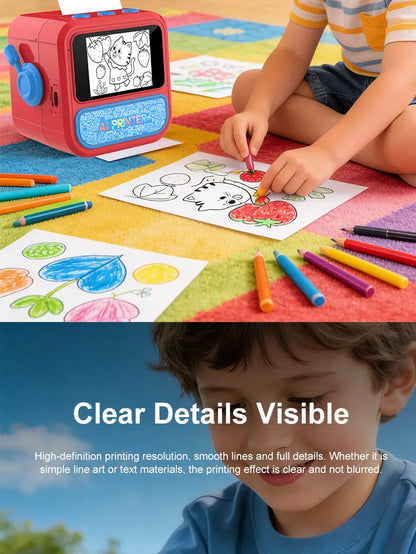 Smart AI Voice Mini Thermal Printer with Display Inkless Portable Sticker Maker 6 Modes for Home Office Study DIY Projects