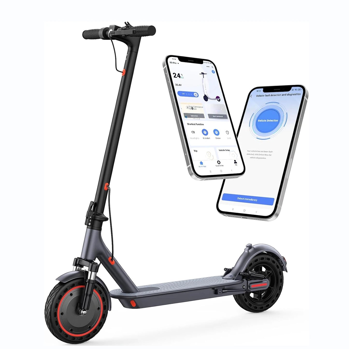 10‘’ Electric Scooter for Adults,500W Powerful Motor,22 Miles Long Range,Dual Braking System,22Mph Max Speed,Foldable E Scooter with Solid Tires,APP Control