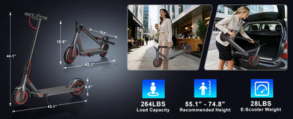 350W Electric Scooter for Adults 19mph Top Speed 21 Miles Max Range Foldable E-Scooter with 8.5'' Tires Double Shock System APP Control