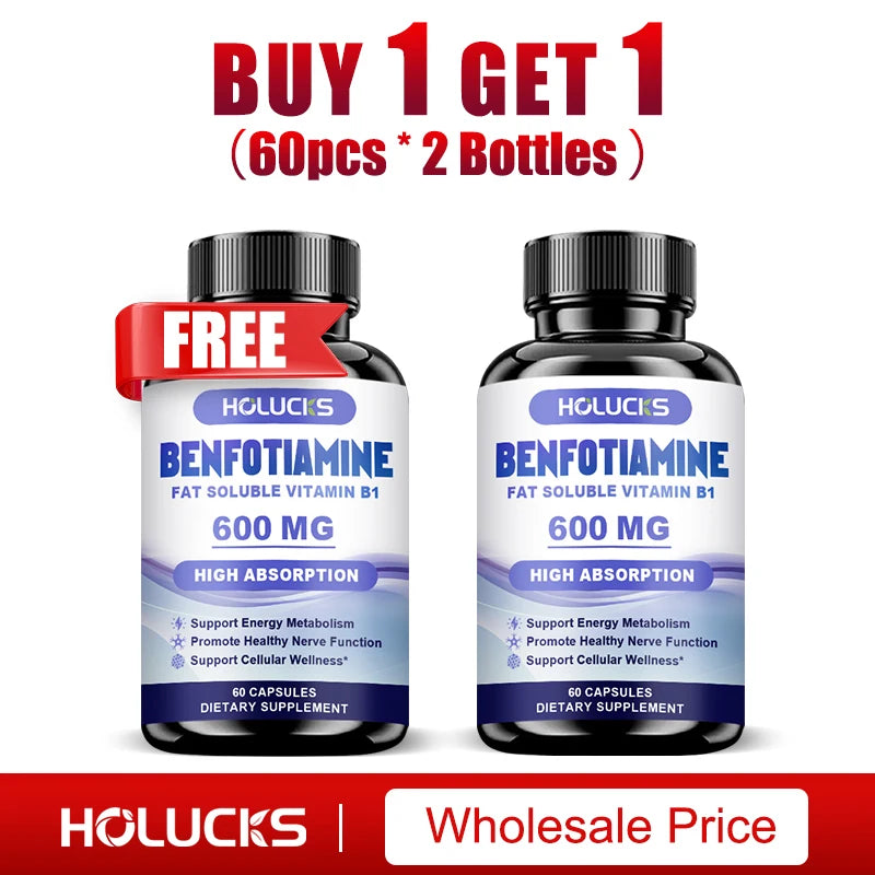 Benfotiamine 600mg | Superior Absorption Vitamin B1 for Energy Metabolism & Nerve Health | 120 Capsules Dietary Supplement
