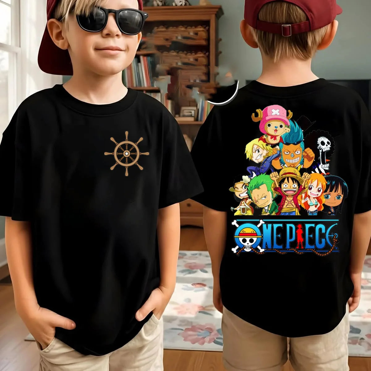 One Piece Japanese Anime Printed Men's T-Shirt Roronoa Zoro Boy Children's Harajuku Short Sleeve Kids Luffy T-shirt Clothing