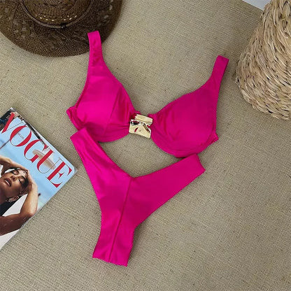 Push Up Swimwear - Sexy Brazilian Bikini Set With High Waist Two Piece Bathing Suit