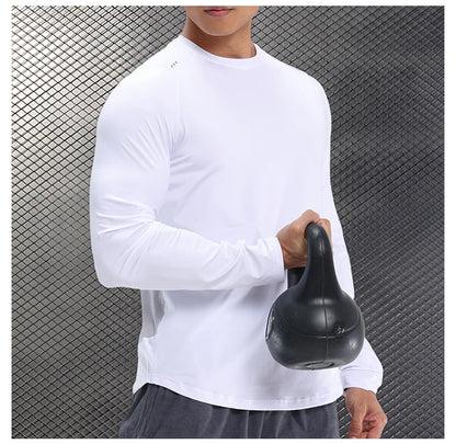 Men Compression Shirt - Long Sleeve Running Gym Top With Moisture Wicking Fabric