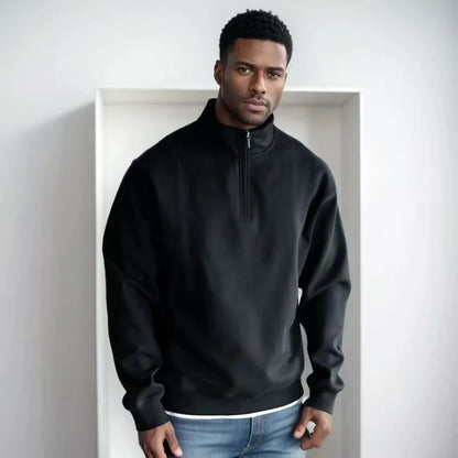 Spring and Autumn new casual half zipper stand up collar hoodie trend simple and loose oversized fleece men's hoodie