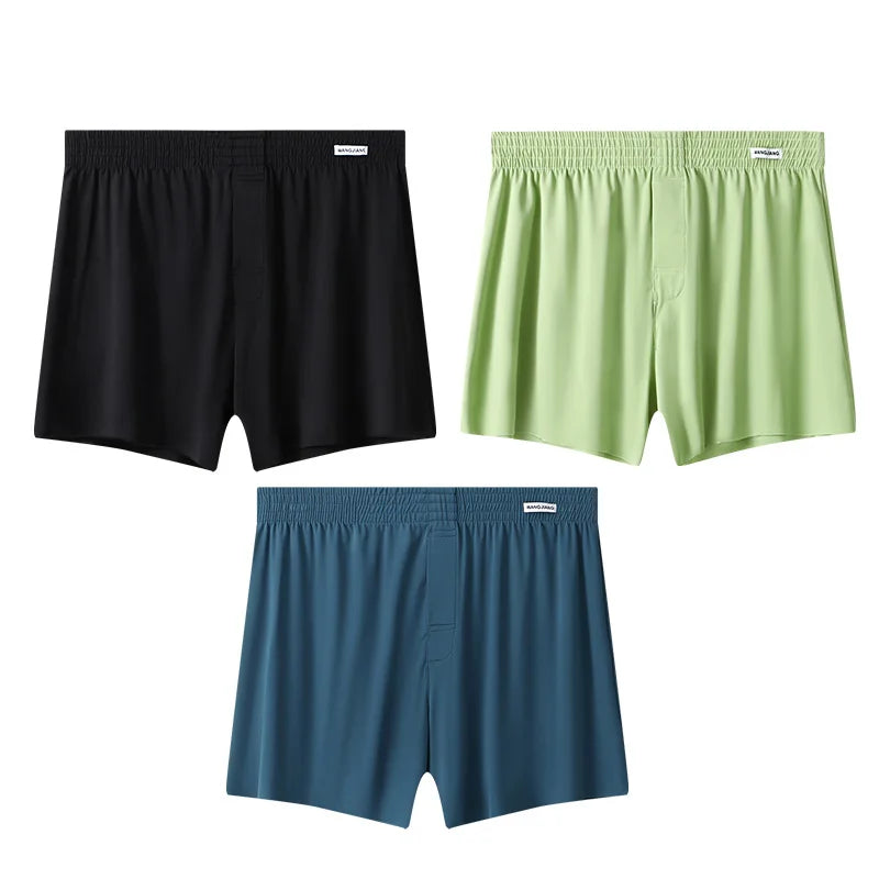 Mens Boxer Shorts Large Size - Ice Silk Breathable Sleepwear Pants | Loose Fit Boxers