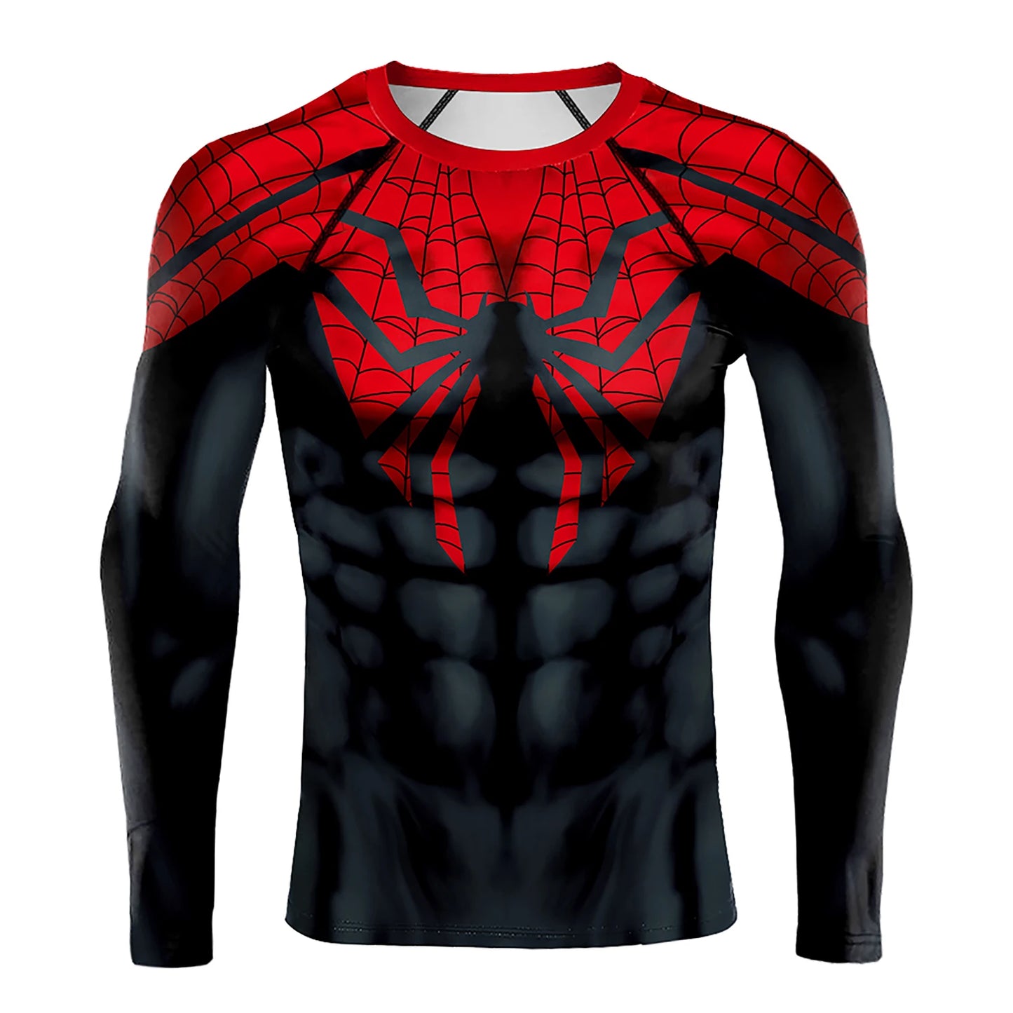 Mens Long Sleeve Spider-Man Compression Shirt - Superhero Cosplay Fitness Top - ZOOMNSTORE