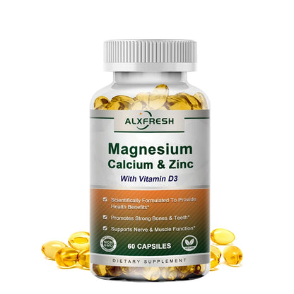 Alxfresh Calcium 1000mg Magnesium 400mg Zinc 25mg Vitamin D3 600 IU | Immune & Bone Nerve Support Health | Non-GMO | Gluten Free