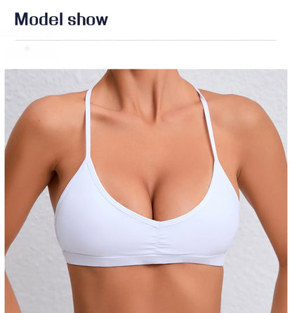 Yoga Sports Bra - Lightweight Nylon Spandex Multi Wear Crop Top with Removable Straps
