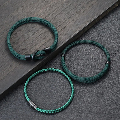 New 3Pcs Men Bracelet Set Lucky Red Keel Rope Braslet Surfer Nautical Fabric Braclet Leisure Accessories Gift For Him Jewelry