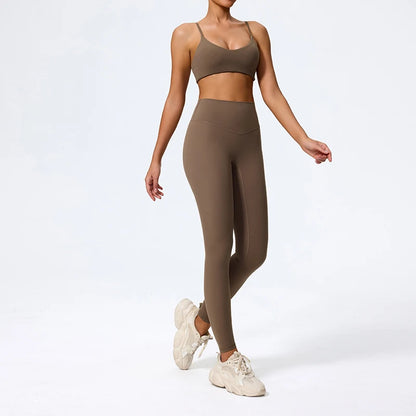 Women Sports Set – Summer Two Piece Gym Outfit With High Waist Leggings & Sleeveless Top