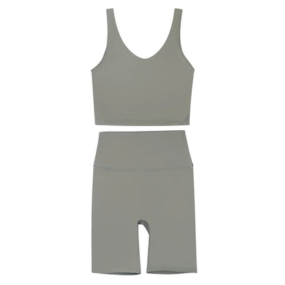 2026 Yoga Women's Bra With U-shaped Back Sets Fitness Running Summer Breathable Quick Drying Fixed Vest Five-point pants