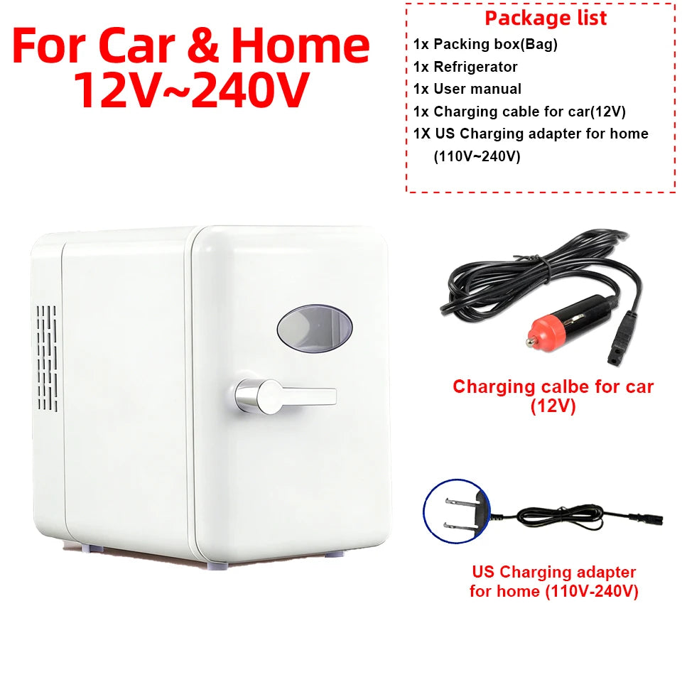 Portable 4L Mini Beauty Fridge Car & Home Dual Use Cooling Heating Refrigerator Skincare Cosmetics Makeup Face Fridge for Travel