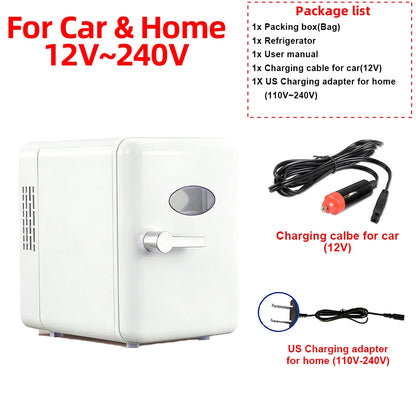 Portable 4L Mini Beauty Fridge Car & Home Dual Use Cooling Heating Refrigerator Skincare Cosmetics Makeup Face Fridge for Travel