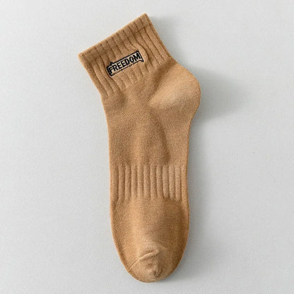 5 Pairs/Lot Men's Solid Color Socks Black White Business Casual Simple Versatile Breathable Cotton Sports Mesh Short Socks