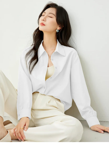 VIMLY Spring Formal Shirts Women 2026 Cotton Lyocell Button Up Shirts & Blouses Long Sleeve Top Office Wear for Woman M5889
