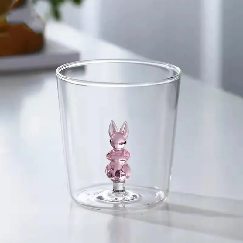 3D Animal Glass Cup - Borosilicate Transparent Drinking Glass for Coffee & Juice