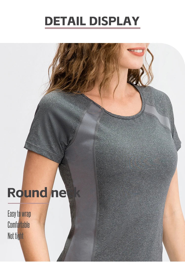 Women Yoga Tops - Breathable Quick Dry Short Sleeve Fitness Running Shirt