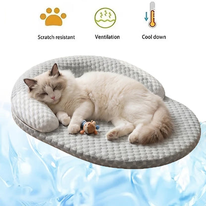 Cooling Dog Bed Summer Ice Silk Cat Mat Oval Pet Nest Breathable Heat Dissipation Cooling Pad for Small Medium Large Dogs Cats