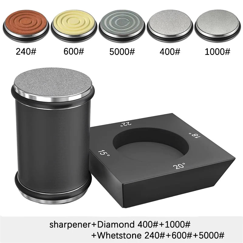 Rolling Knife Sharpener - 4 Angle Sharpening System With Diamond Whetstone Kit
