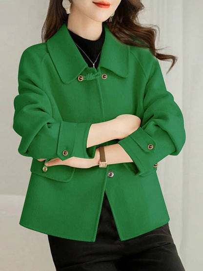 Short Coats Women – Elegant Double Breasted Formal Office Coat With Turn-Down Collar