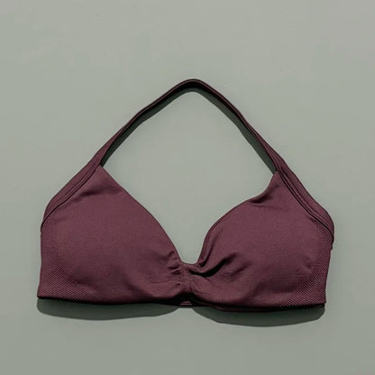 Impact Sports Bra - Seamless Yoga Halter Top for Women | High Support Fitness Workout Bra