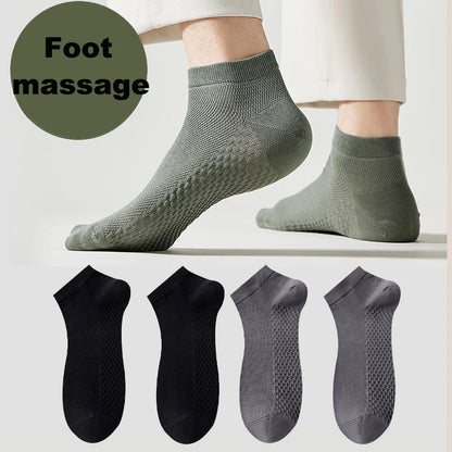 4 Pairs Men's Socks Classical Pure Cotton Antibacterial Deodorant Mesh Sweat Absorption Foot Massage Short Socks Sports Bussiess