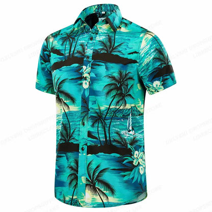 Floral Hawaiian Shirt Tropic Leaf 3d Printed Shirts Men Women Fashion Oversized Blouse Men's Vocation Lapel Beach Camisas