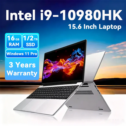 Intel Core I9-10980HK 15.6 Inch Backlit Keyboard Fingerprint Unlock Laptop Windows 11 Office Study NoteBook Gaming Computer PC
