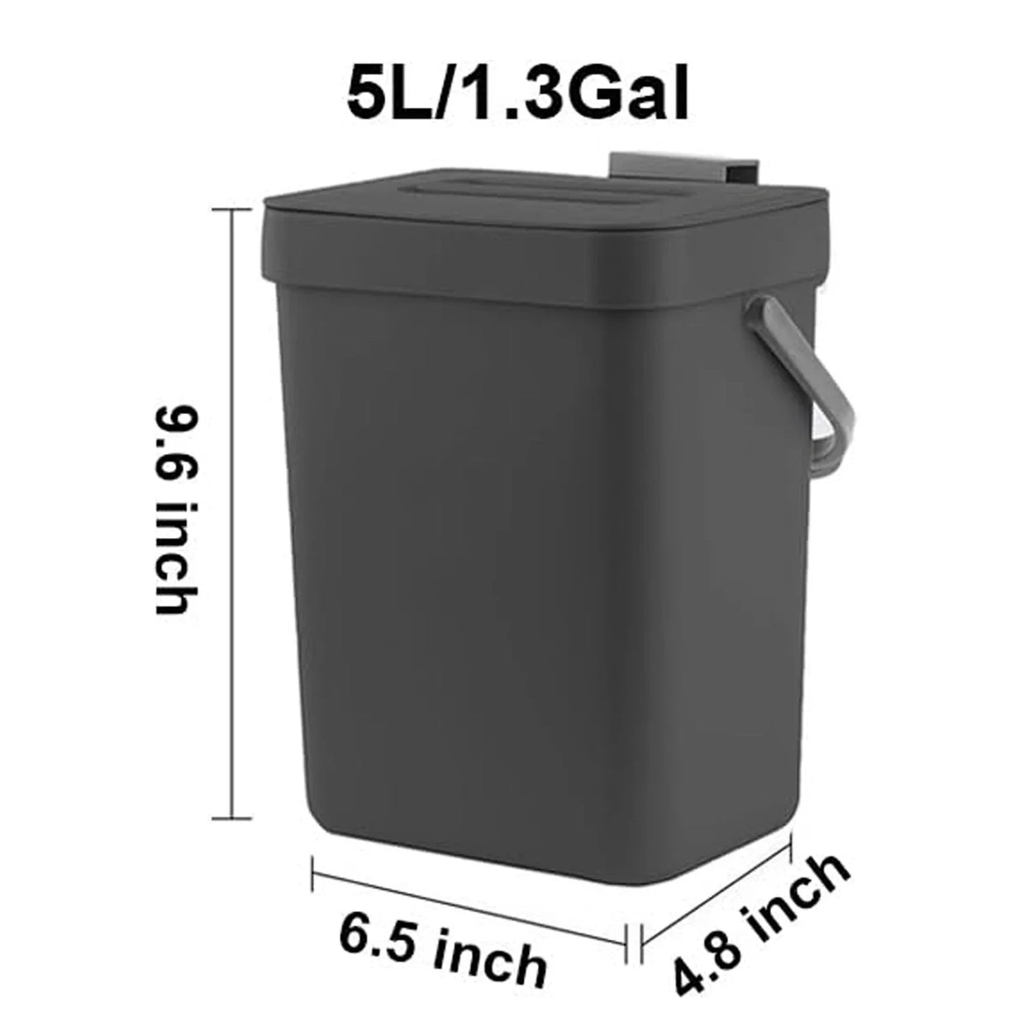 Small Plastic Trash Can - Hanging Under Sink Bin with Lid | Eco Friendly Kitchen Waste Bin