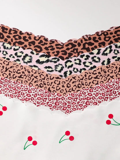 5-piece set of fully printed women's triangle panties with wavy edges, smooth and skin-friendly soft women's underwear