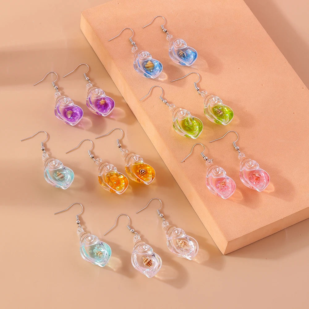 Aihua Colorful Resin Summer Beach Shell Conch Earrings for Women Girls Vacation Earrings Brincos Sweet Jewelry Gifts