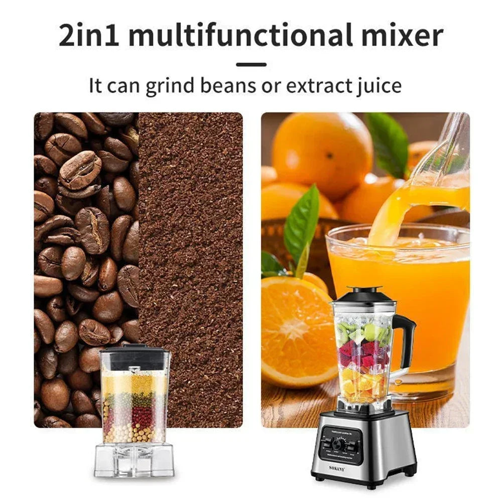 6000W Professional Blender - Smoothie Maker with 25L Container for Ice Nuts and Fruits