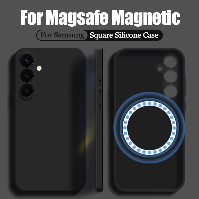 For Samsung Galaxy S26 S24 S23 S22 S21 S25 Ultra Plus S25 S24 S23 FE Case Luxury Magnetic For Magsafe Wireless Charge Soft Cover