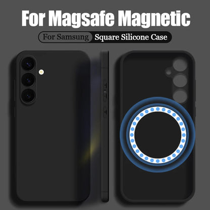 For Samsung Galaxy S26 S24 S23 S22 S21 S25 Ultra Plus S25 S24 S23 FE Case Luxury Magnetic For Magsafe Wireless Charge Soft Cover