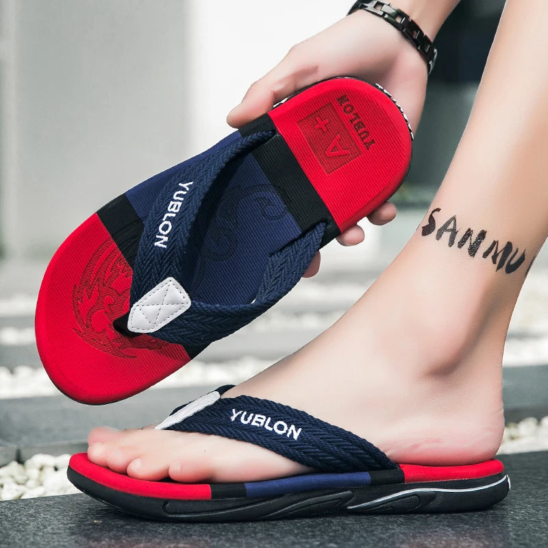 2025 Summer Flip Flops Men Beach Sandals Anti-slip Breathable Casual Men Beach Slippers Outdoor Big Size 45