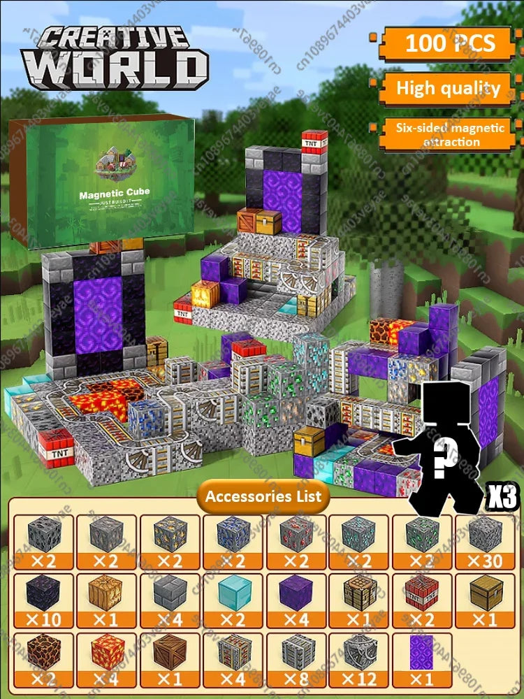 Magnetic Building Blocks - STEM Sensory Toys & Creative Magnet Cube Set for Kids