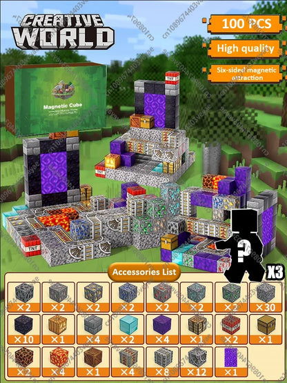 Magnetic Building Blocks - STEM Sensory Toys & Creative Magnet Cube Set for Kids