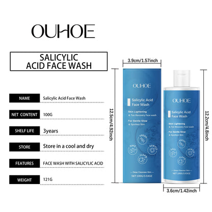 Salicylic Acid Facial Cleanser Acne Treatment Moisturizing Oil Control Skincare Face Wash Cleansing Pore Hydrating Skin Care
