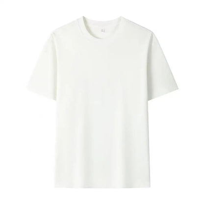 100% Pure Cotton Men's Loose T-Shirt Breathable Casual Fashion Letter Pattern Printed Short Sleeved Round Neck Top