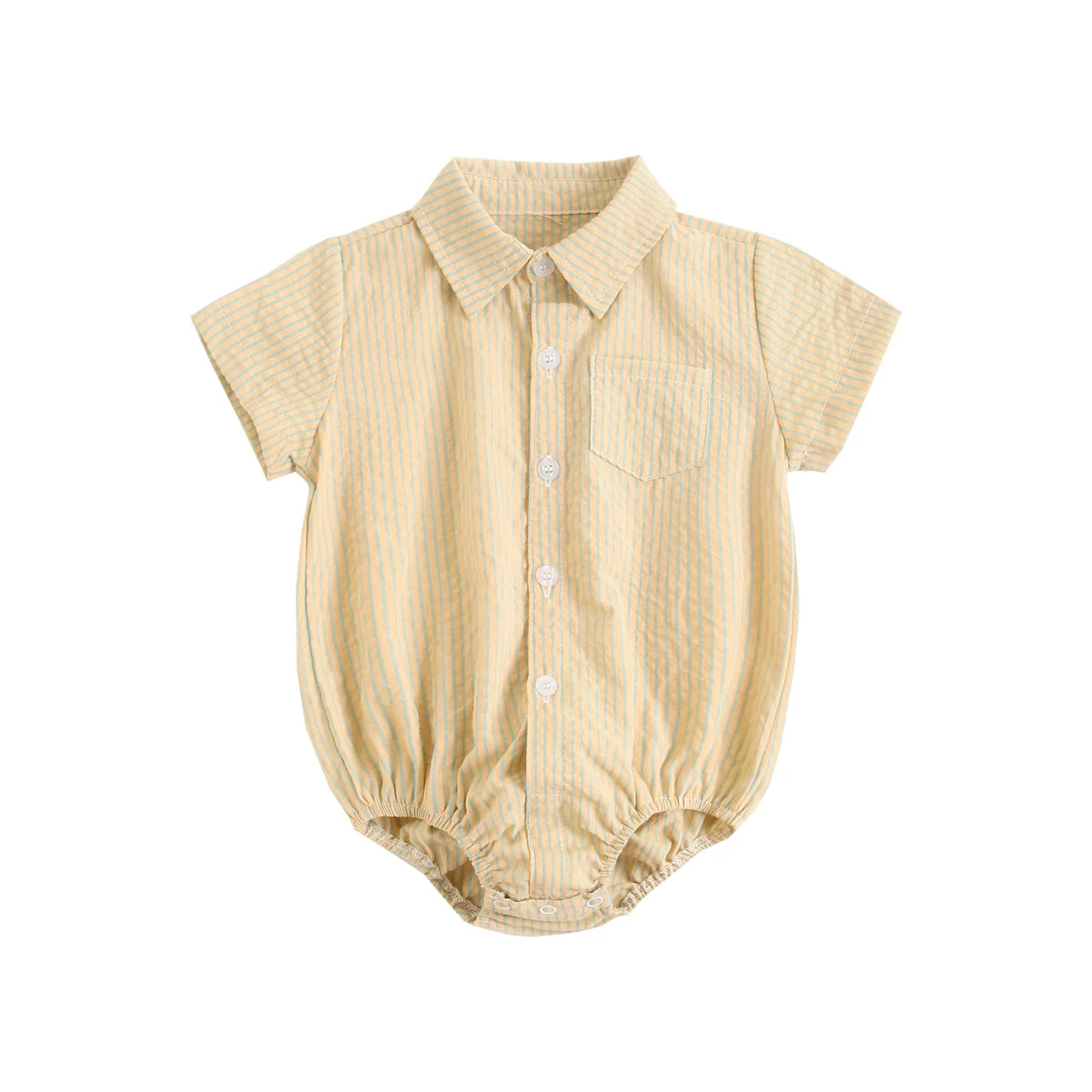 Baby Boys Bodysuit - Soft Cotton Fabric Summer Baby Bodysuit with Plaid Pattern